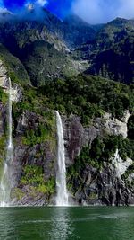 Scenic view of waterfall