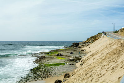 Scenic view of beach against sky