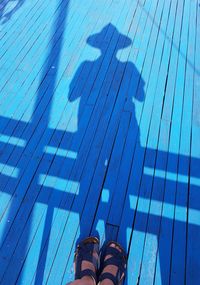 Low section of person on boardwalk