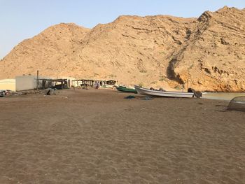 Scenic view of desert against clear sky