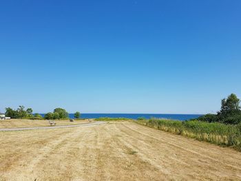 Scenic view of beach against clear sky