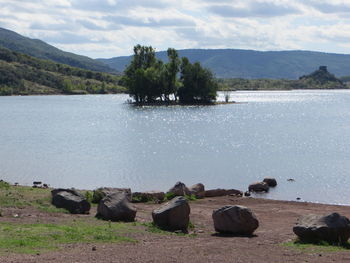 Scenic view of lake against sky