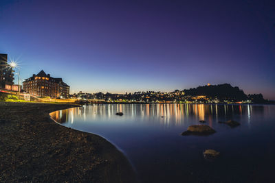 Scenic view of lake against clear sky