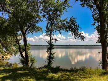 Scenic view of lake against sky