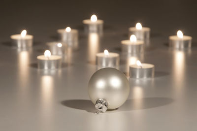 Close-up of illuminated candles