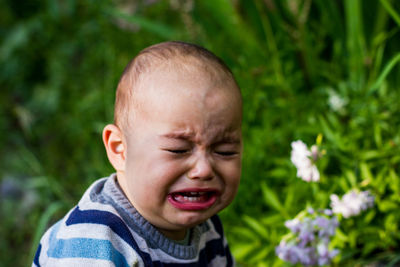 Close-up portrait of cute boy