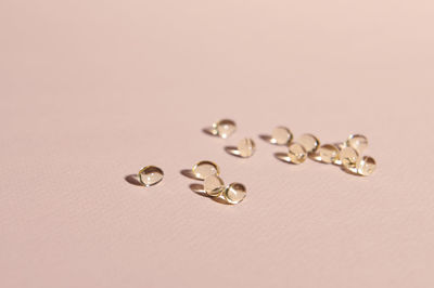 Close-up of pills on white background