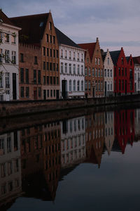 Reflection of buildings in water, brugge, belgium