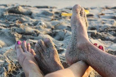 Legs of woman on beach