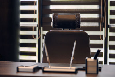 Close-up of piano keys on table