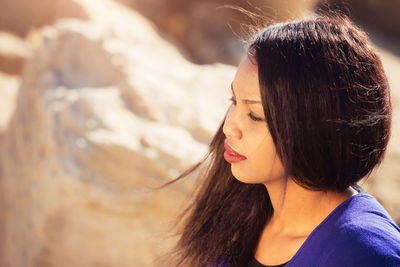 Close-up portrait of a young woman