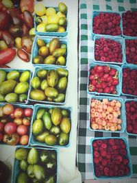 High angle view of fruits for sale in market