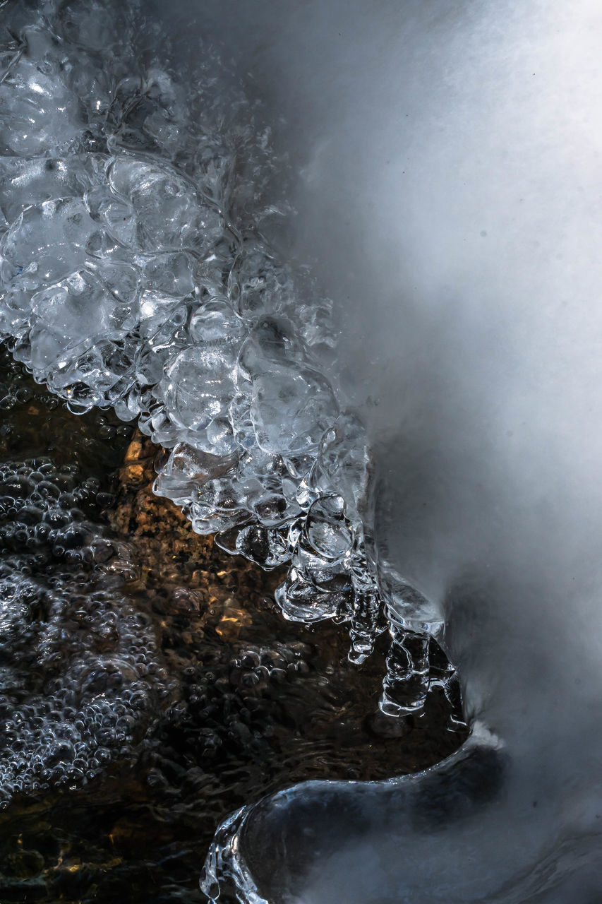 CLOSE-UP OF WATER FLOWING IN SUNLIGHT