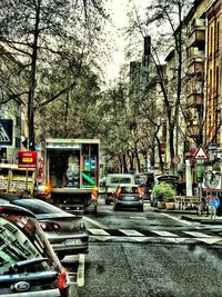 Cars parked on road