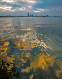 Scenic view of sea against sky at sunset