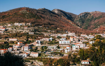 High angle view of townscape against sky