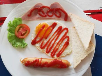 Close-up of breakfast served on table