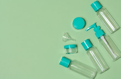 High angle view of dental equipment against pink background