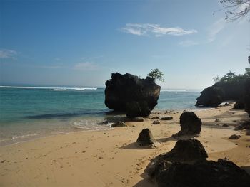 Scenic view of beach against sky