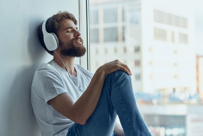 Young man looking away