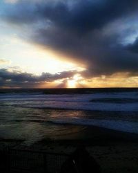 Scenic view of sea against cloudy sky