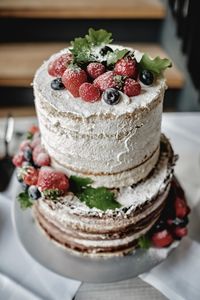 Close-up of strawberries on table