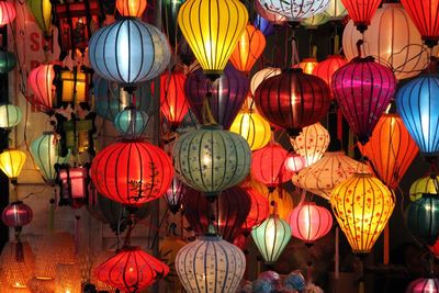 Full frame shot of colorful lanterns