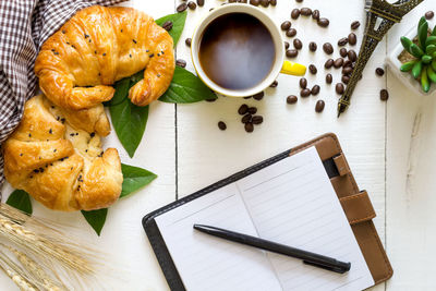 High angle view of food in plate on table