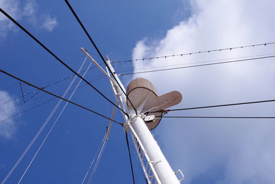 Low angle view of electricity pylon against sky