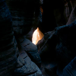 Close-up of bonfire on rock