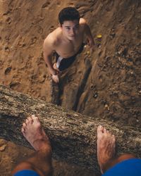 Man standing on rock formation