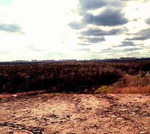 Scenic view of land against sky