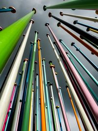 High angle view of multi colored pencils on table