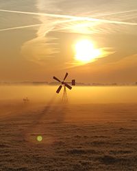 Windmill captured while sun was rising