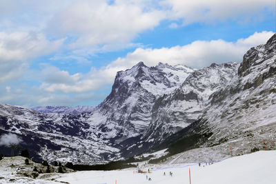 The view point of the alps mountains in winter ,grindelwald switzerland.