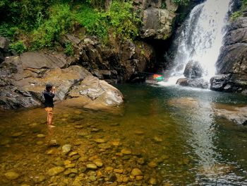 Scenic view of waterfall