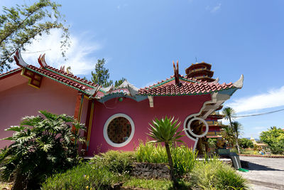 Low angle view of traditional building against sky