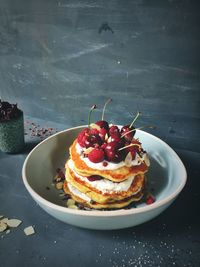 Close-up of dessert in plate on table