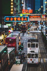 Traffic on road in city at night