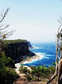 Scenic view of sea against clear sky