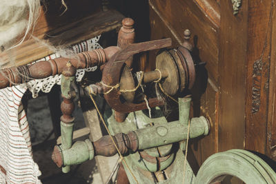 Close-up of objects on the wall