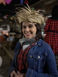 Portrait of woman wearing hat