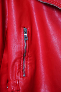 Red leather jacket with metal zipper