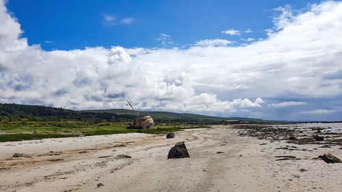 Scenic view of beach against sky