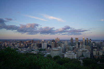 View of montreal from mont royal at sunset