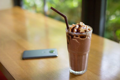 Close-up of drink on table