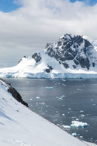 Scenic view of frozen sea against sky