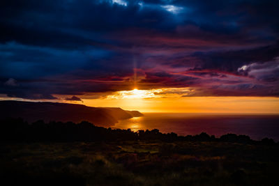 Scenic view of dramatic sky during sunset