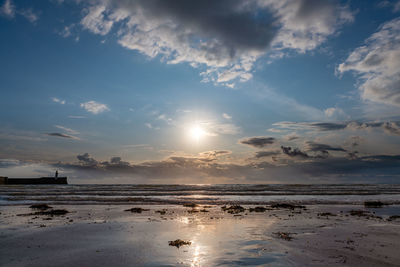 Scenic view of sea during sunset