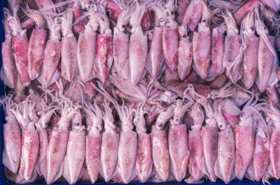 Full frame shot of fish for sale in market